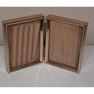 Vintage Hinged Double Picture Frame 2x3 Gold Tone Ornate Folding Frame